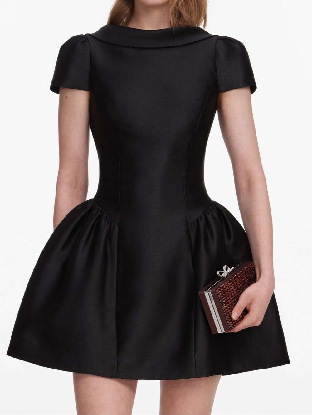 Self Portrait Black Taffeta Collared Mini Dress - Picture 4 of 14